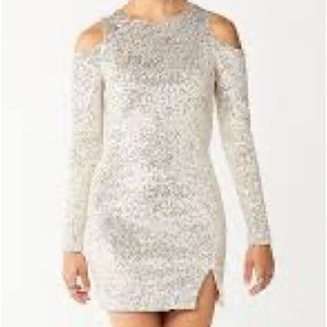 Juniors' SO Sequin Cutout Shoulder Mini Dress, Size M -NWOT